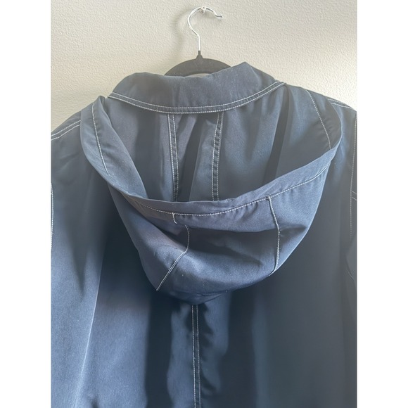 Talbots Navy Hooded Utility Jacket Women's Large Zip Front Drawstring Waist - Picture 14 of 16